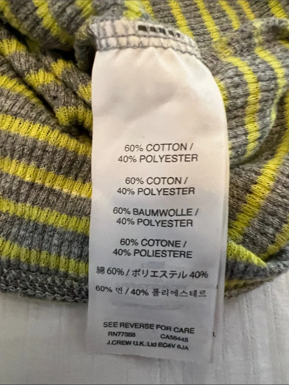Striped Long Sleeve Thermal Knit Top in Yellow and Gray